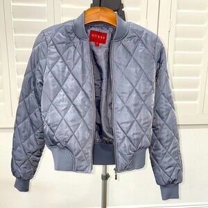 Guess Quilted Gray Bomber Jacket